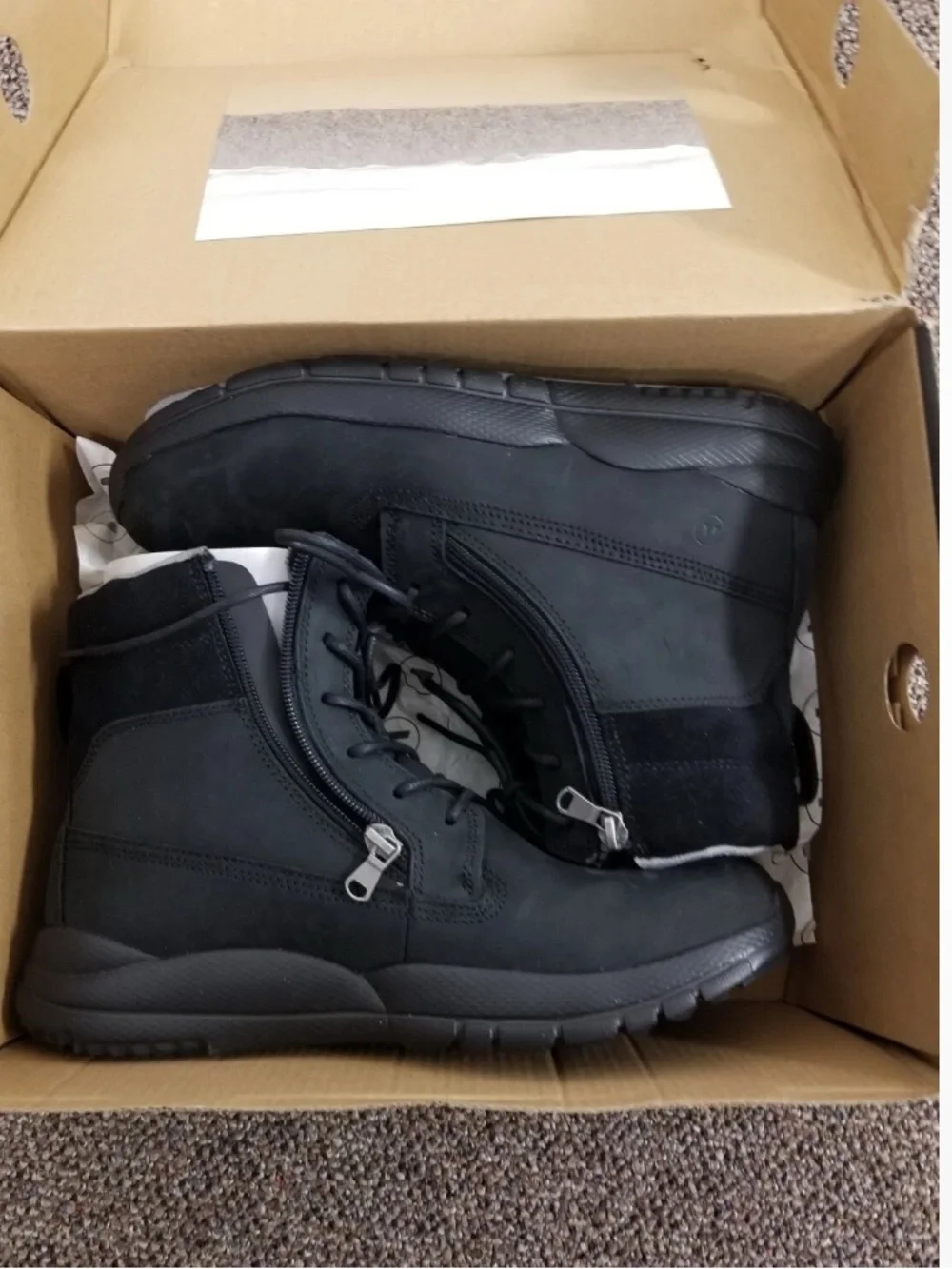 Men's Black Lace-Up Side-Zip Work Boots